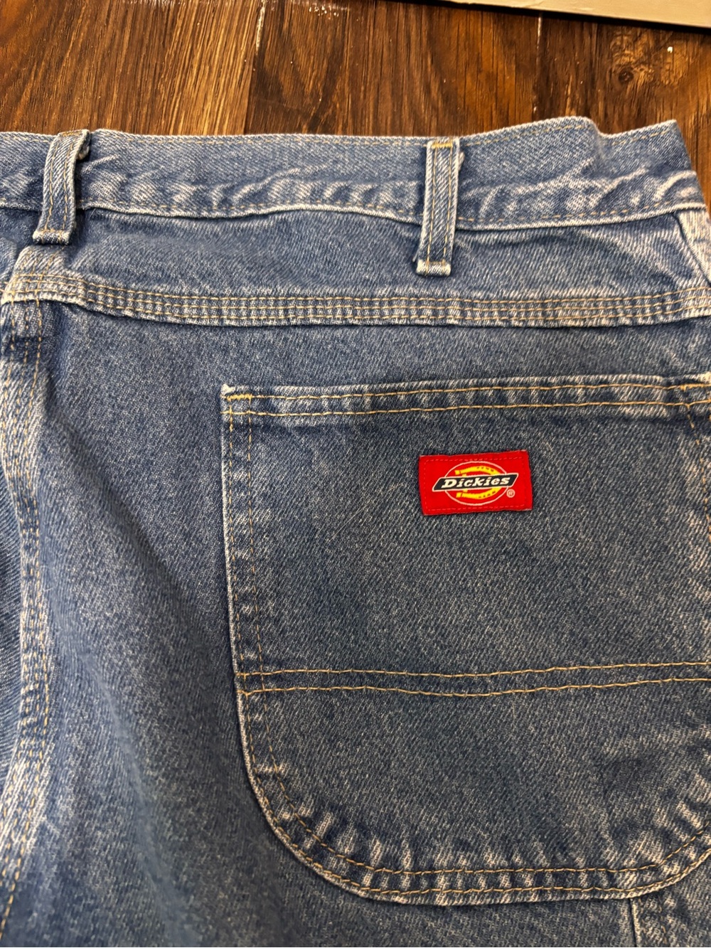 Dickies Blue Flare Jeans with Red Logo Patch